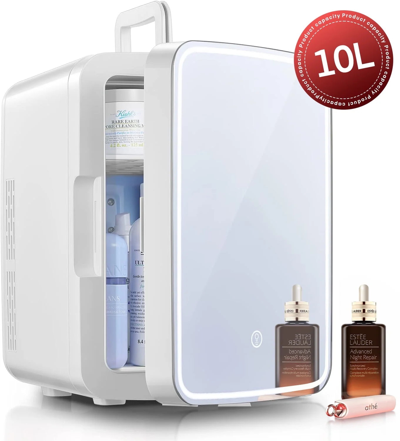 10 L Mini Fridge for Dorm, Small Bedroom Refrigerator Led Mirror Door with 3-Mode, Cooler & Warme... | Walmart (US)