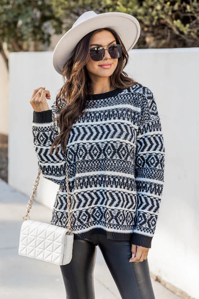 Best I Ever Had Black Southwestern Print Sweater FINAL SALE | Pink Lily