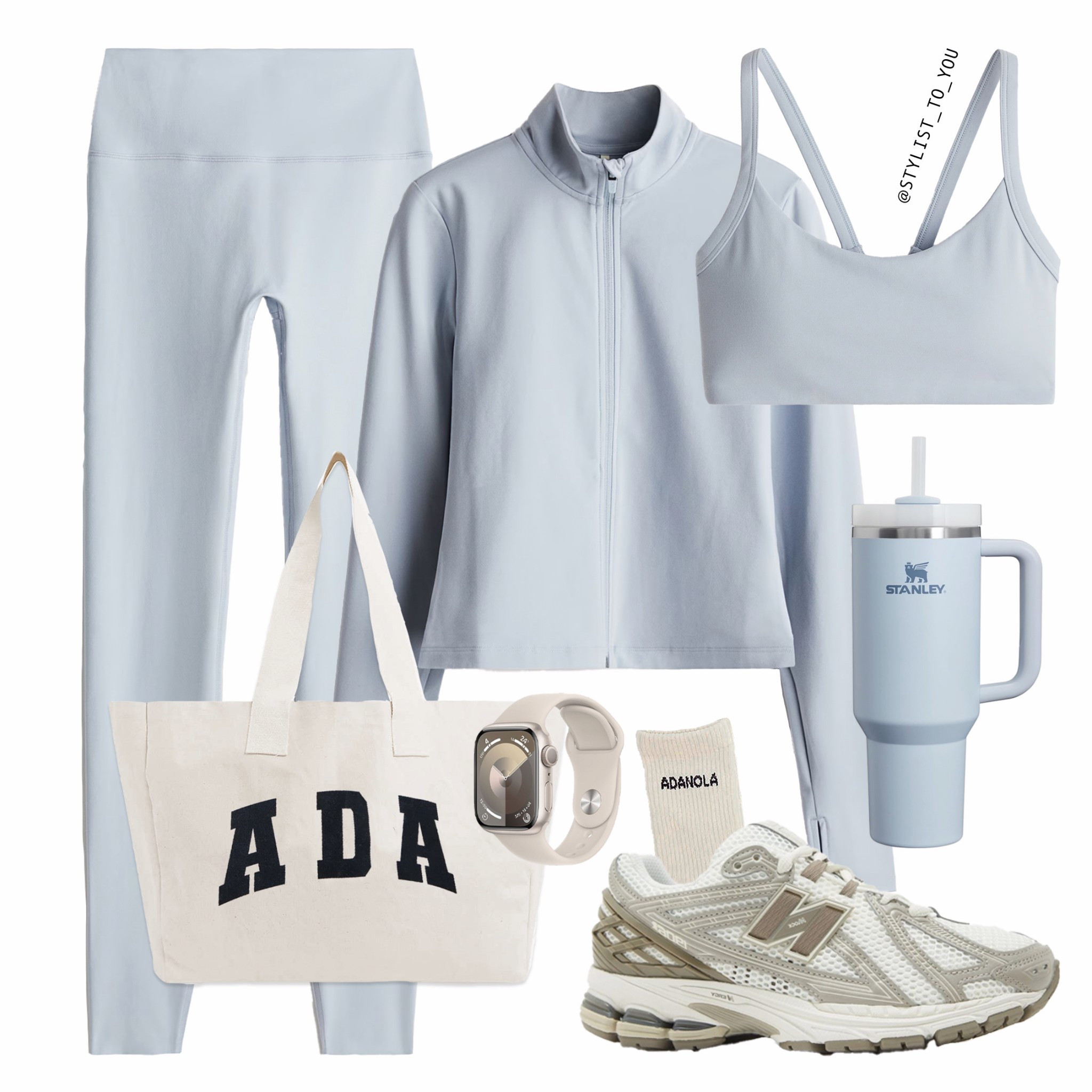 Yoga but make it Icy Blue 🩵

A monochromatic athleisure outfit in light blue, including high-waisted leggings, a zip-up jacket, a sports bra, white New Balance sneakers, a beige canvas tote bag with “ADA” printed in black, a Stanley tumbler, white crew socks, and a beige Apple Watch. athleisure sporty fitness fashion casual activewear workout outfit trendy minimal aesthetic neutral wardrobe essentials comfort street style New Balance sneakers Stanley tumbler loungewear yoga pilates effortless everyday fashion modern sleek versatile classic monochrome style accessories sporty layering matching set soft fabrics capsule wardrobe gym outfit relaxed weekend wear elevated basics functional stylish trainers sneakers logo tote bag

#LTKspring #LTKuk #LTKfitness