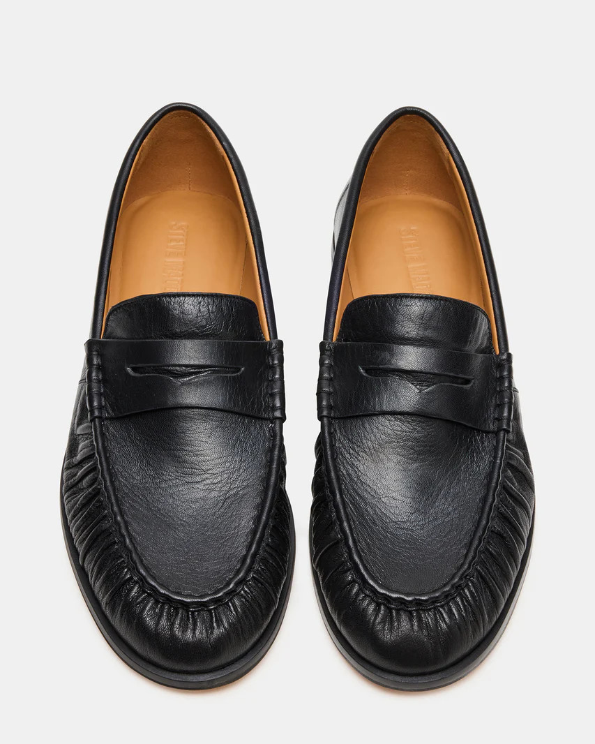 QUINCEY Black Leather Slip-On Men's Loafer | Steve Madden (US)