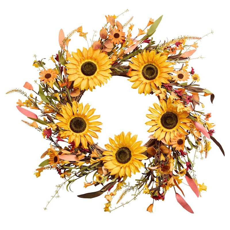 Yellow Sunflower Wreath, 22" | At Home