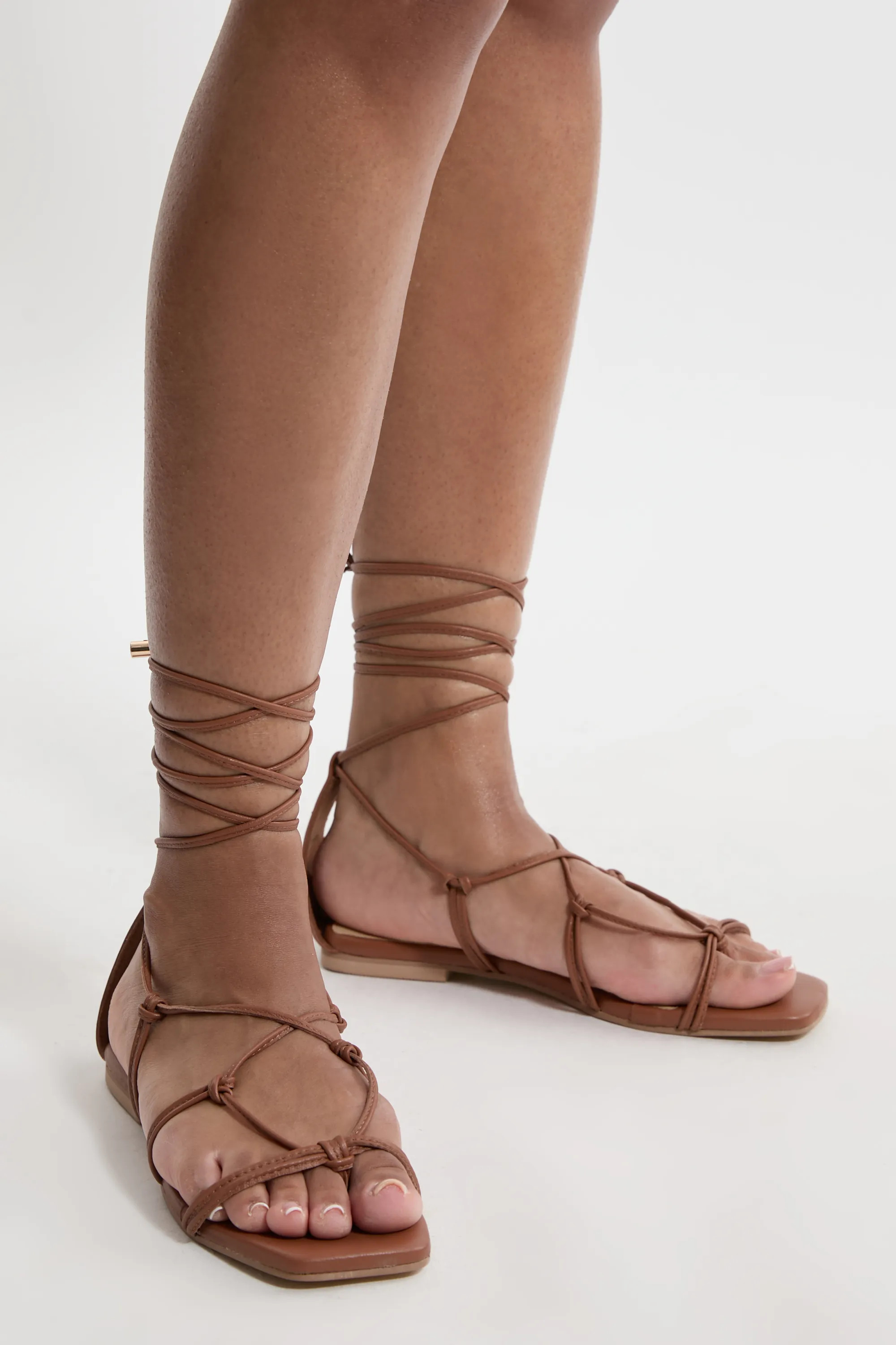 Leather Ghillie Tie Flat Sandals | Debenhams UK