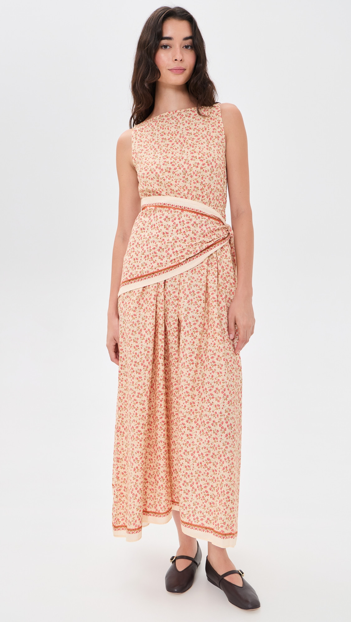 La Maregold The Georgina Dress Beige Linen Bloom XS | Shopbop
