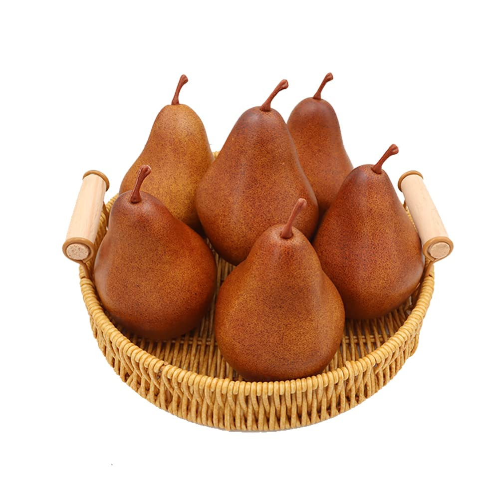 6PCS Fake Brown Pear Artificial Lifelike Fake Fruits Decorative for Kitchen Party Home Ornament H... | Amazon (US)