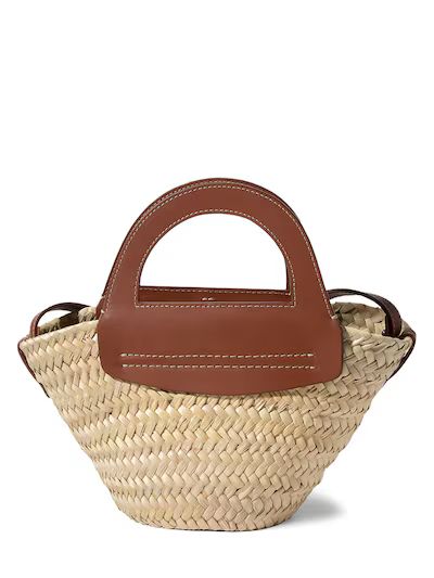 Mini Cabas leather & raffia tote bag | Luisaviaroma