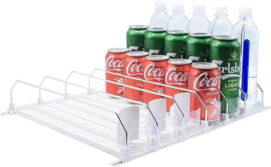Drink Organizer for Fridge-White Automatic Pusher Glide,12oz 16oz 20oz-Soda Dispenser for Fridge-... | Amazon (US)