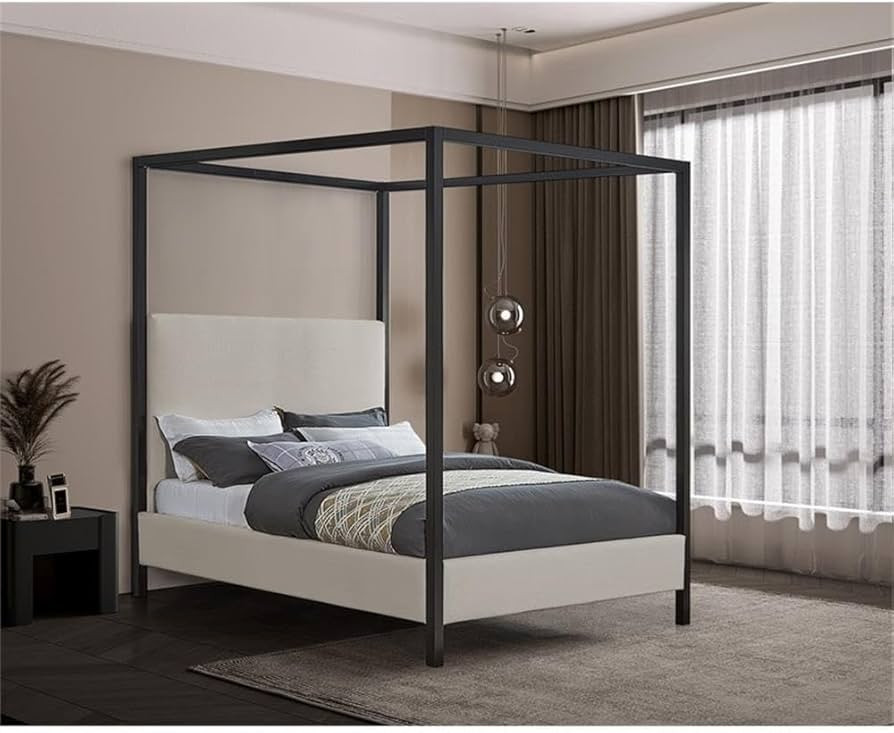 Pemberly Row Contemporary Beige Linen Textured Fabric King Bed | Amazon (US)