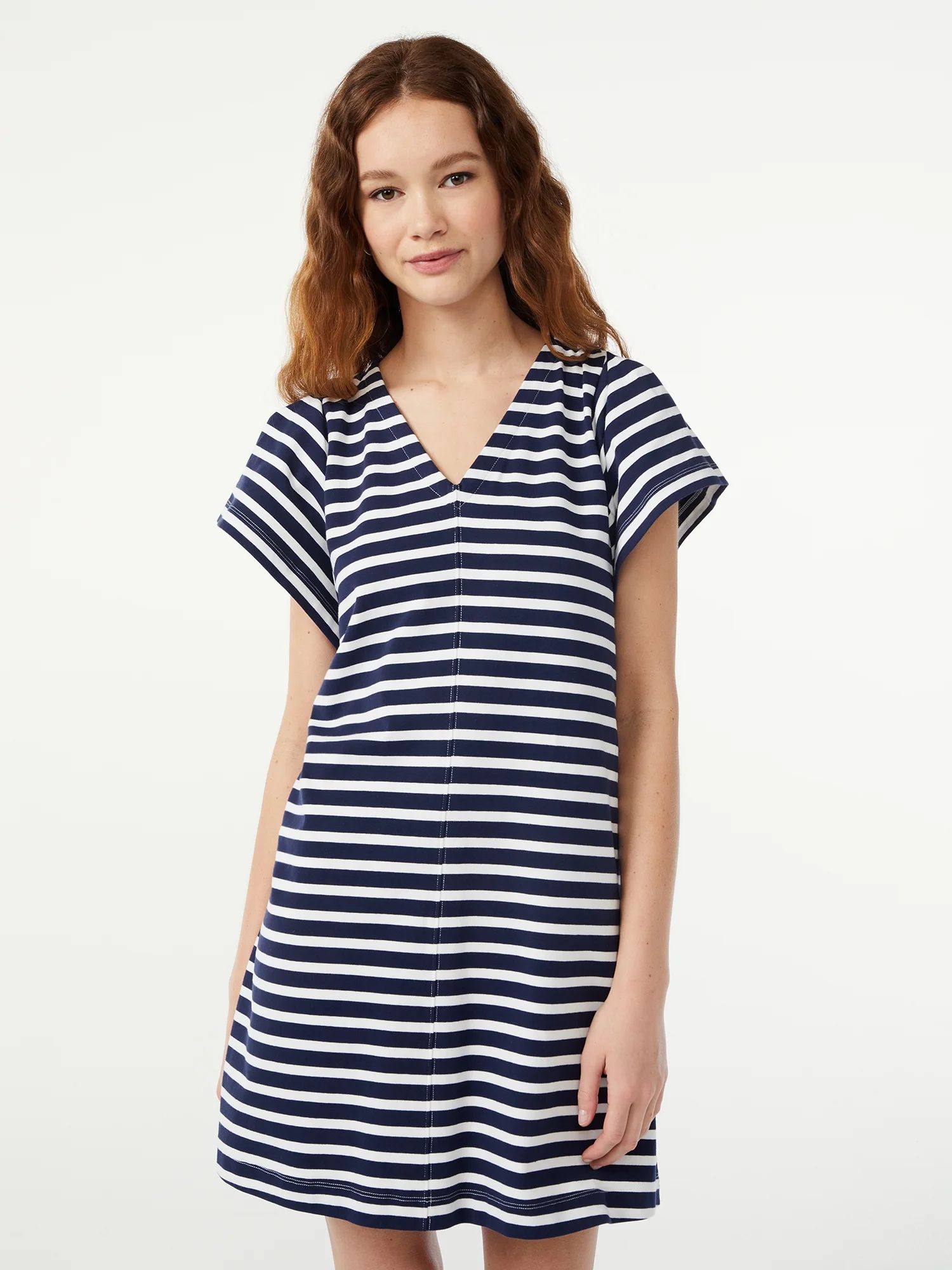 Free Assembly Women's V-Neck Dress with Flounce Sleeves | Walmart (US)