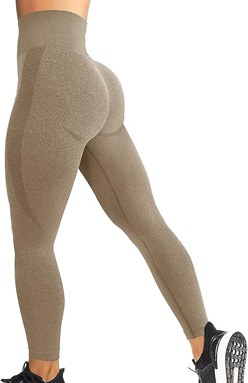 YEOREO Women High Waist Workout Gym Smile Contour Seamless Leggings Yoga Pants Tights | Amazon (US)