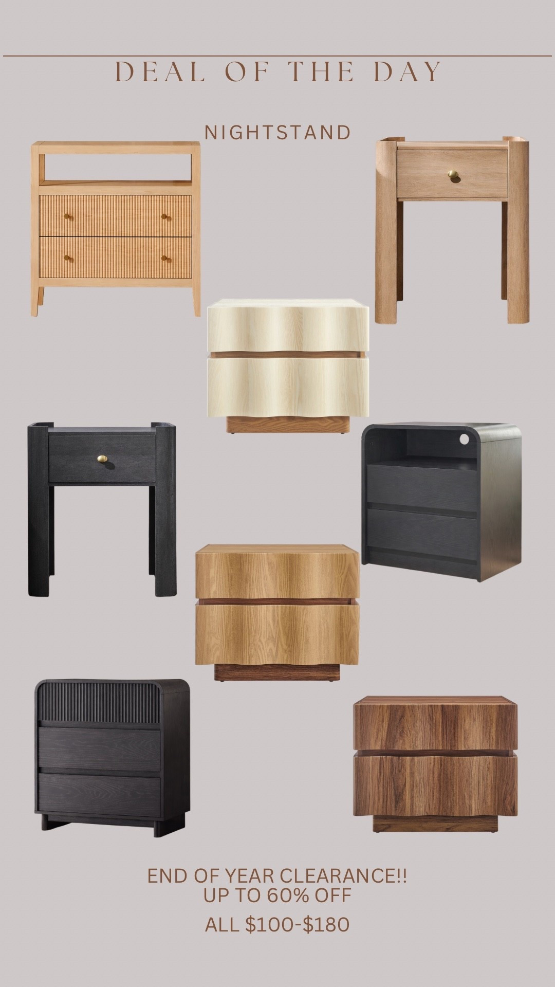  @Wayfair nightstands on sale for End of Year Clearance sale!!! Everything’s up to 60% off and Free & Easy Delivery on orders over $35!! #wayfair #wayfairpartner #ad

#LTKHome #LTKSaleAlert