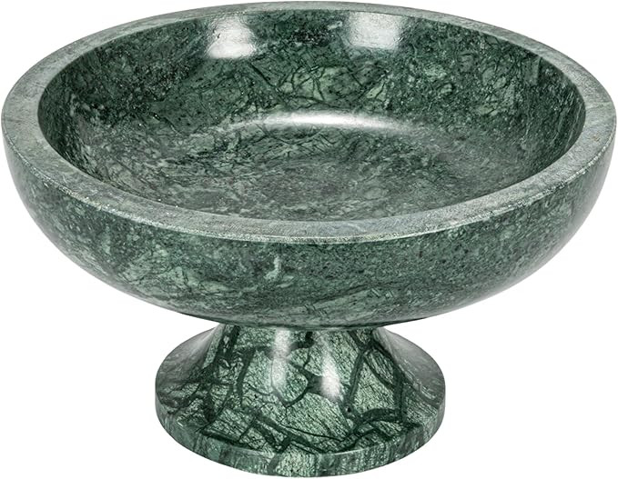 Bloomingville Marble Footed Pedestal Bowl, Green | Amazon (US)