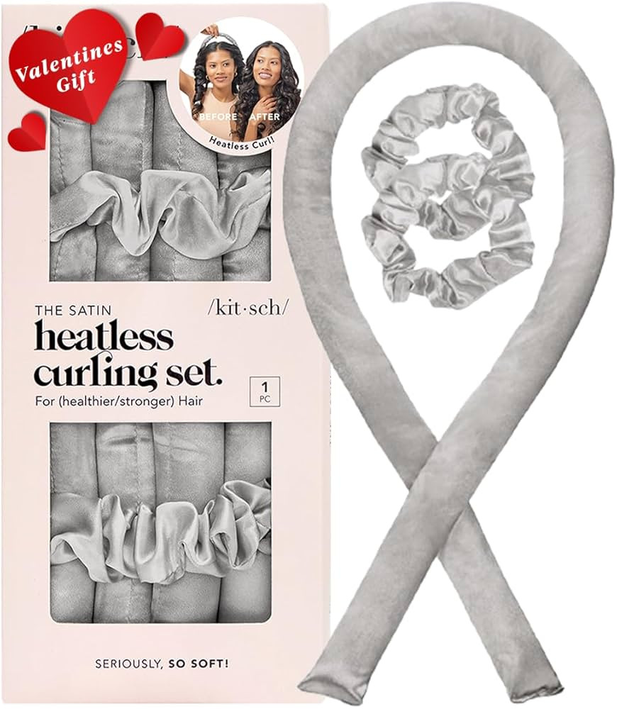 Kitsch Satin Overnight Hair Curlers Set - Silver Heatless Curling Rods, Soft Rollers and Headband... | Amazon (US)
