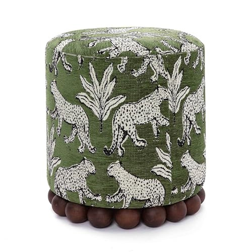 Tov Furniture Dex Olive Green Leopard Jacquard Ottoman | Amazon (US)