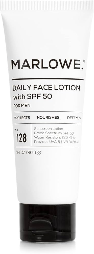 No. 128 Men's Facial Lotion with Sunscreen SPF 50, 3.4 oz, Oil-Free, Lightweight Daily Face Moist... | Amazon (US)