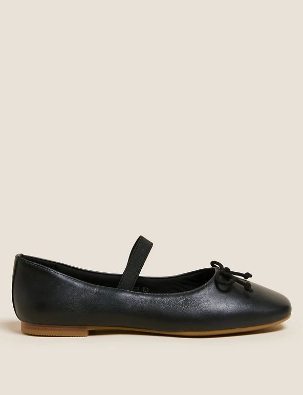 Leather Bow Ballet Pumps | M&S Collection | M&S | Marks & Spencer (UK)