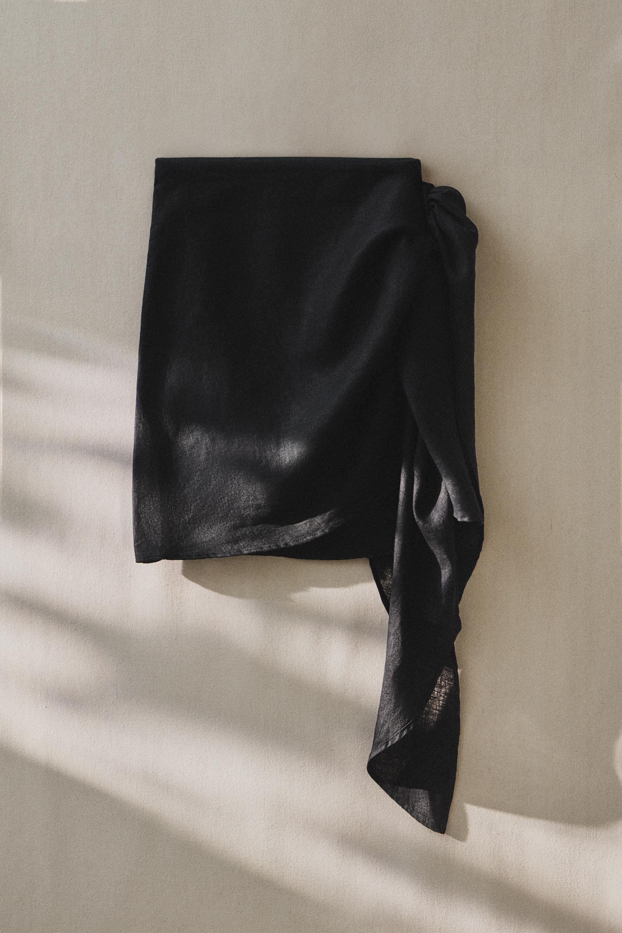 SHORT LINEN BLEND BEACH SARONG WITH KNOT | Zara UK