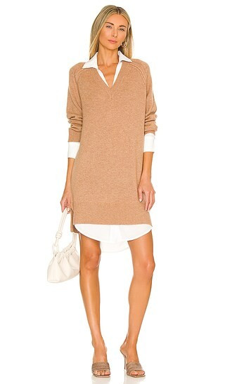 Brochu Walker Looker Vee Dress in Tan. - size L | Revolve Clothing (Global)