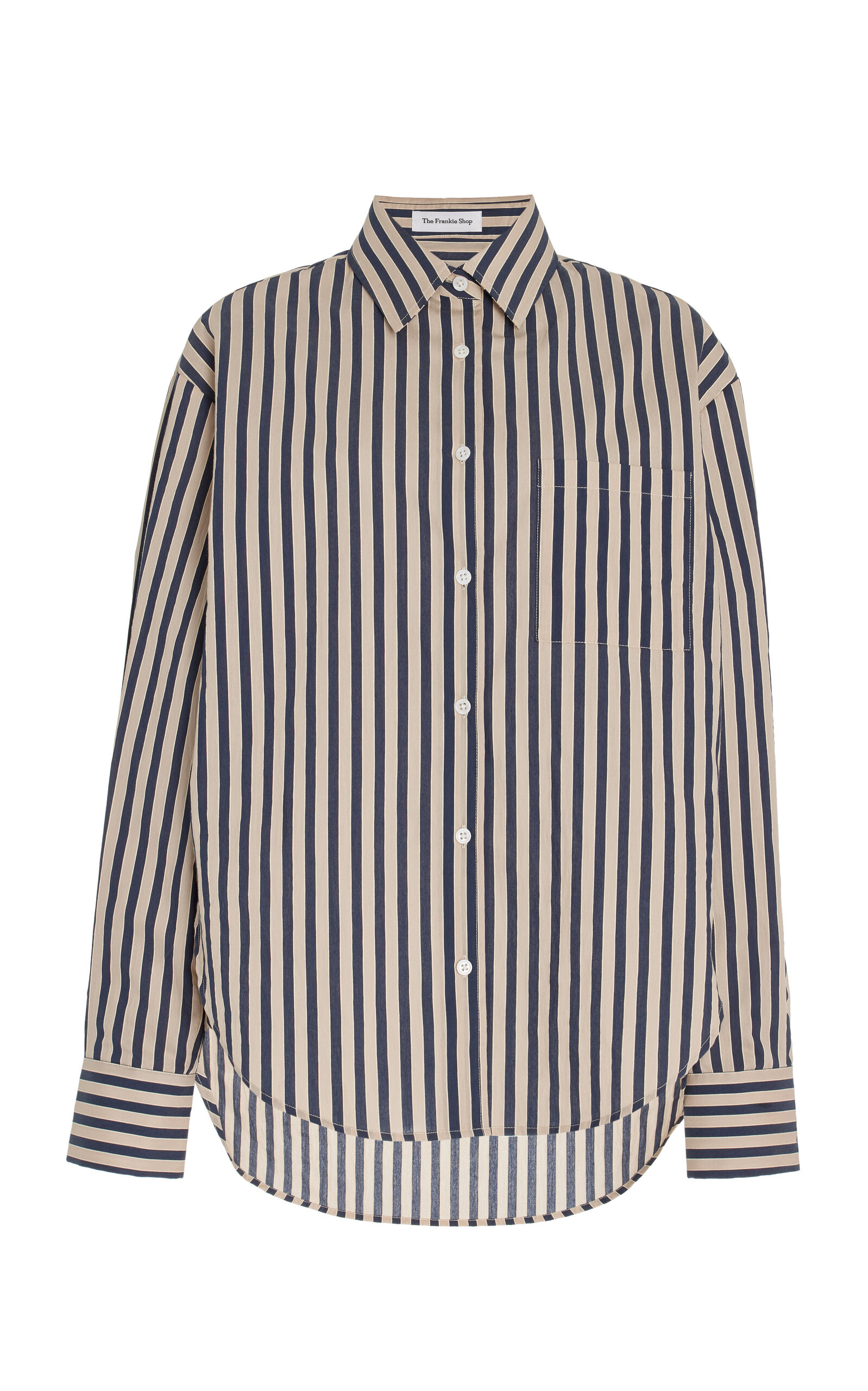 The Frankie Shop - Lui Oversized Textured Cotton-Blend Shirt - Navy - XS - Moda Operandi | Moda Operandi (Global)