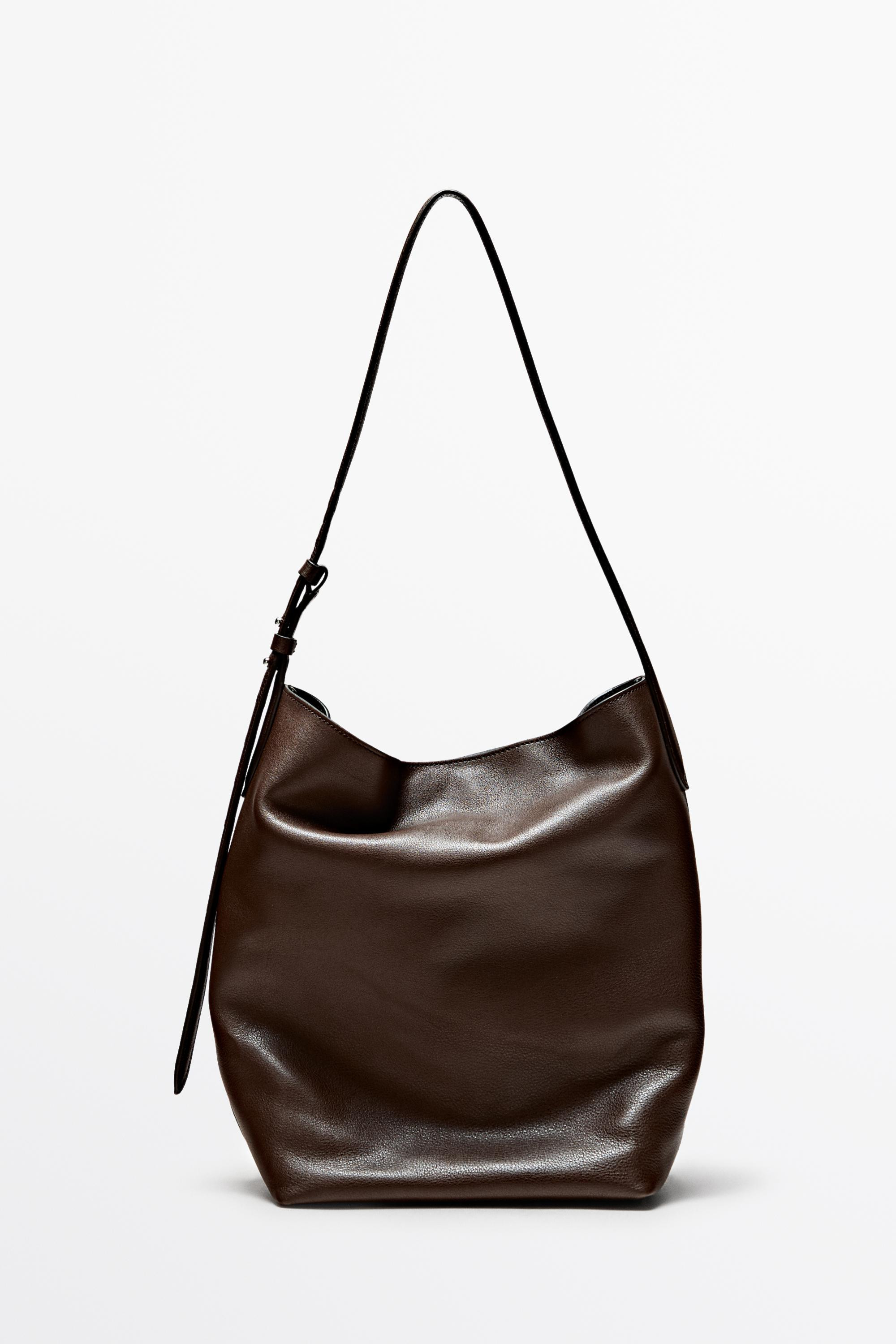Nappa leather bucket bag | Massimo Dutti UK