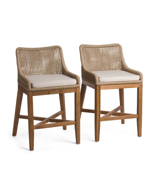 Set Of 2 Indoor Outdoor Rope Weave Counter Stools | TJ Maxx