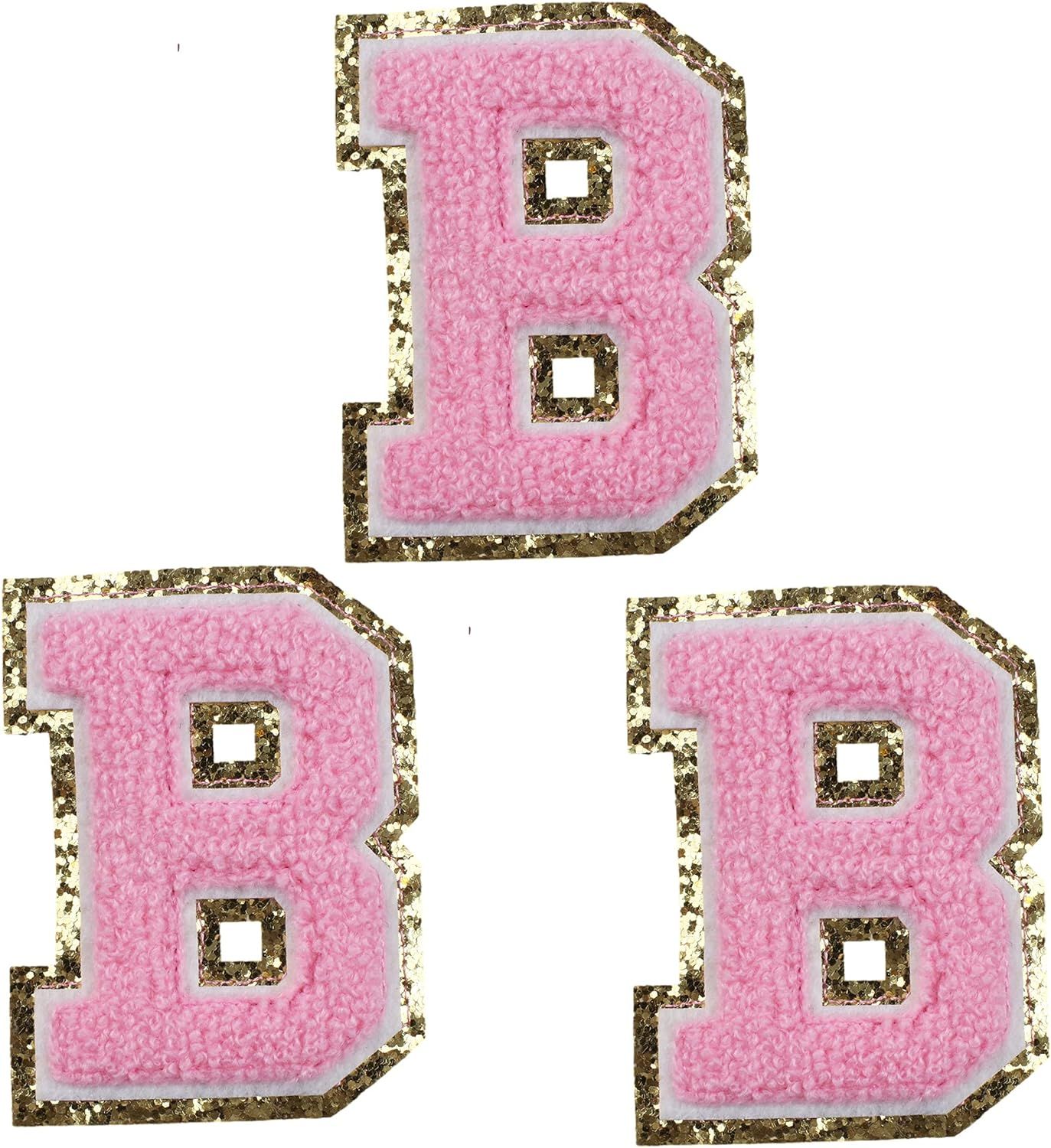 English Letter B Iron On Repair Patches Alphabet Sewing Appliques Clothing Badges, Pink Letters w... | Amazon (US)