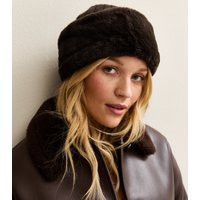 Dark Brown Faux Fur Trim Hat New Look | New Look (UK)