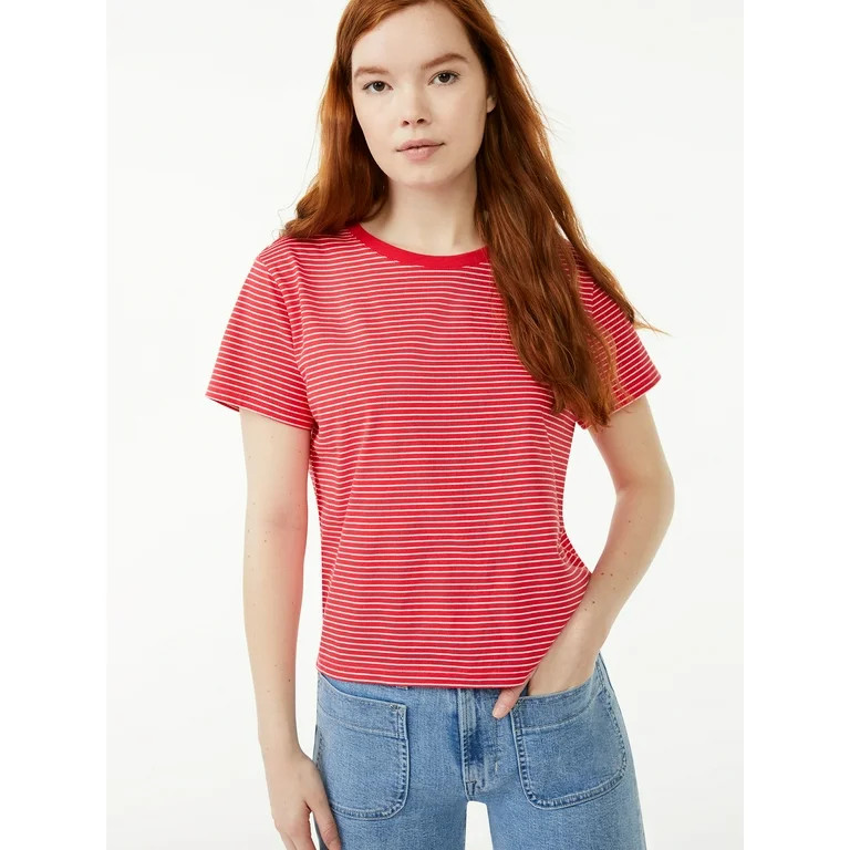 Free Assembly Women's Cropped Boxy T-Shirt with Short Sleeves | Walmart (US)