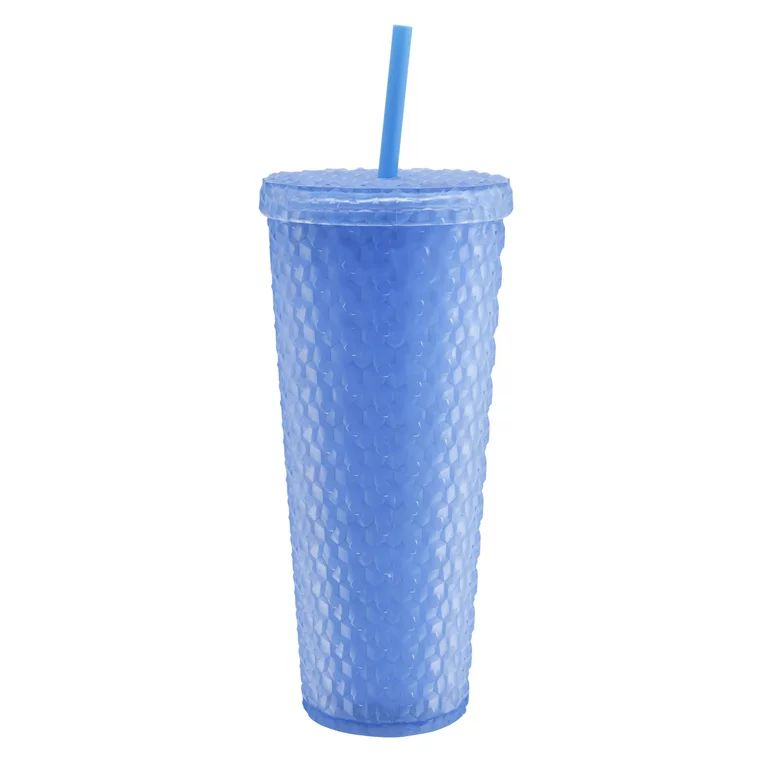 Mainstays 26-Ounce Acrylic Matte Textured Tumbler with Straw, Blue | Walmart (US)