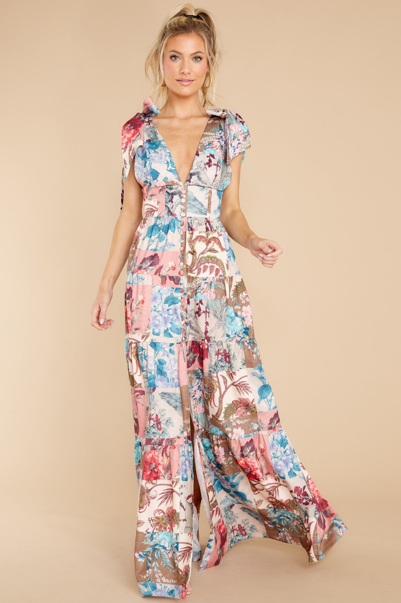 Wildly Magical Ivory Multi Print Maxi Dress | Red Dress 