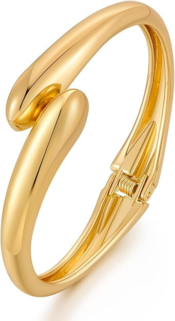 MUYAN Polished Chunky Hinged Bangle Bracelet for Women Trendy Twisted Statement Cuff Bracelet Fas... | Amazon (US)