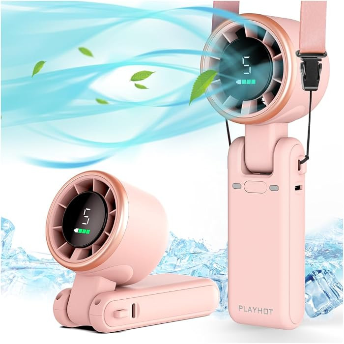 PlayHot Portable Handheld Turbo Fan, 5-Speed Personal Fan, USB-C Rechargeable Fan Up to 12 Hours,... | Amazon (US)