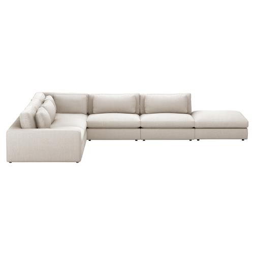 Candice Modern Cream Upholstered Sectional With Ottoman | Kathy Kuo Home