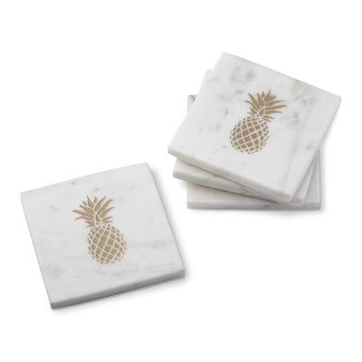 Marble Coasters with Gold Pineapple, Set of 4 | Williams-Sonoma
