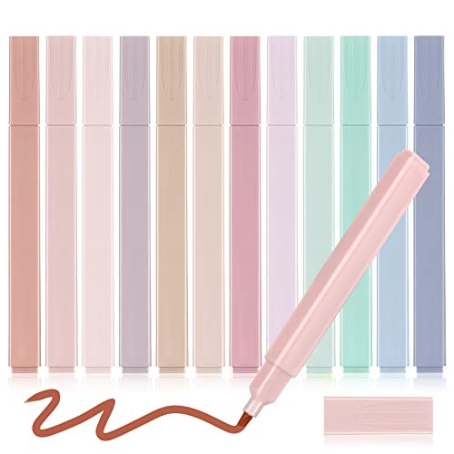 12 Pieces Aesthetic Bible Highlighters and Pens No Bleed with Chisel Tip Pastel Markers Multicolor Kawaii Stationary for Office School Supplies (Cute Style) | Amazon (US)