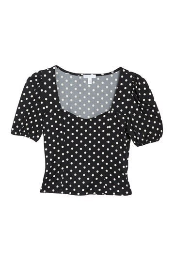 Polka Dot Puff Sleeve Crop Top | Nordstrom Rack