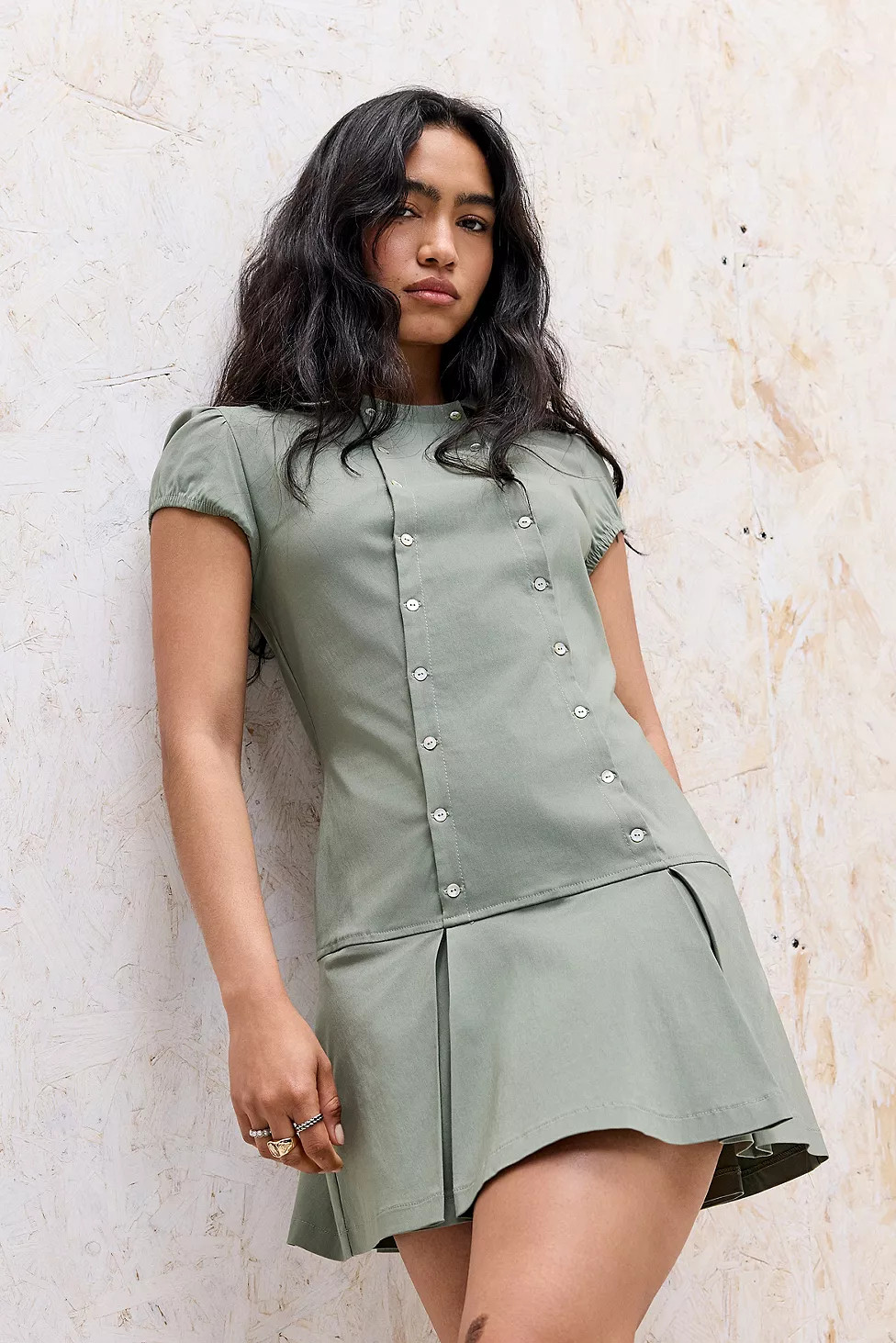 UO Kenni Button-Through Mini Dress | Urban Outfitters UK