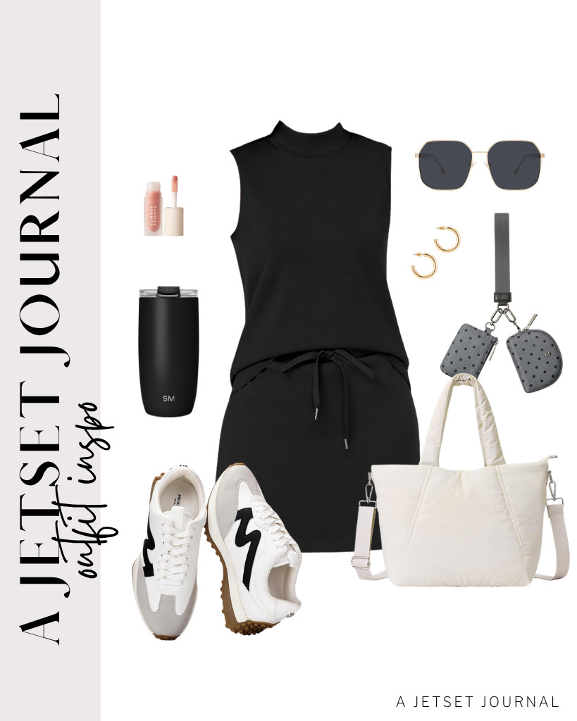 This two-piece in black color looks stylish when paired with stylish sneakers from Project Cloud. These chunky open hoop earrings and KALIDI tote bags are also great with this look. And don’t forget a lip oil from Summer Fridays.


#LTKSeasonal #LTKSaleAlert #LTKTravel 

 
