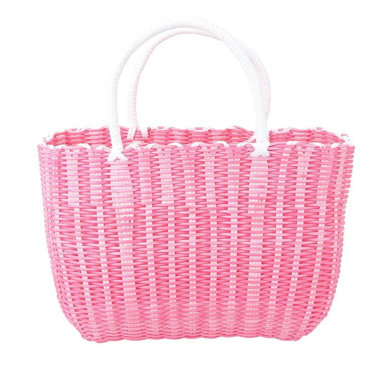 Etereauty Basket Woven Bag Shoppingtotemarket Handle Grocery Straw Wicker Beach Picnic Storage Ba... | Walmart (US)