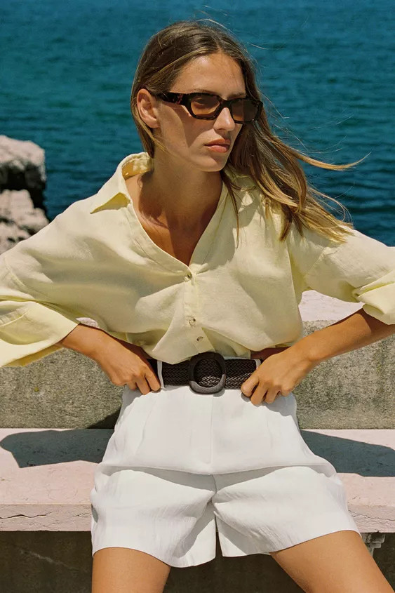 BERMUDA SHORTS WITH DARTS AND BELT | Zara UK