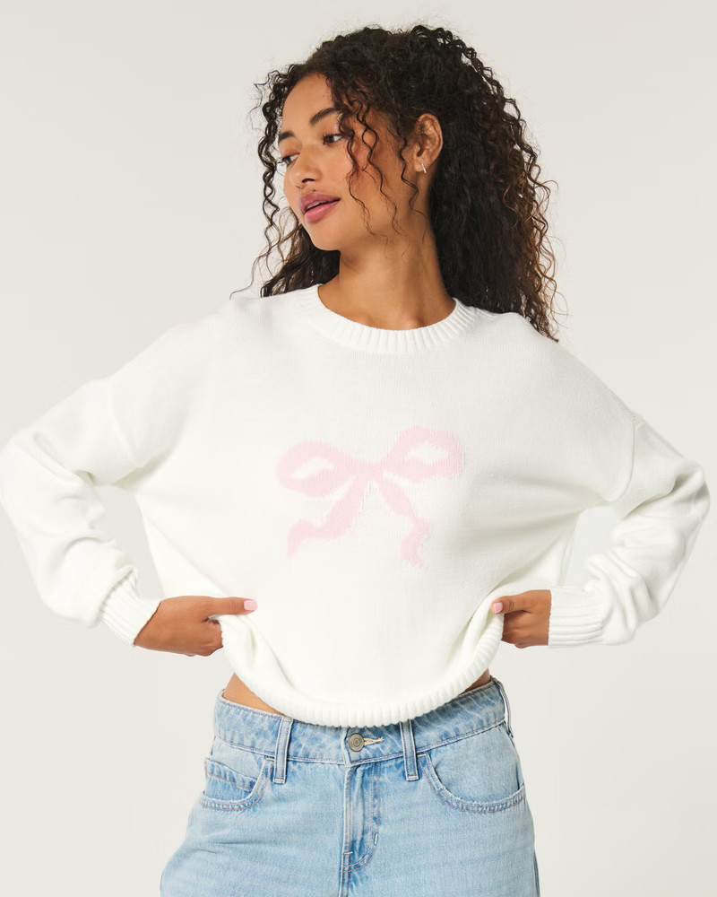 Women's Easy Bow Graphic Crew Sweater | Women's New Arrivals | HollisterCo.com | Hollister (US)