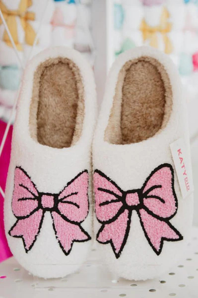 Light Pink Bow Slippers | Katydid.com