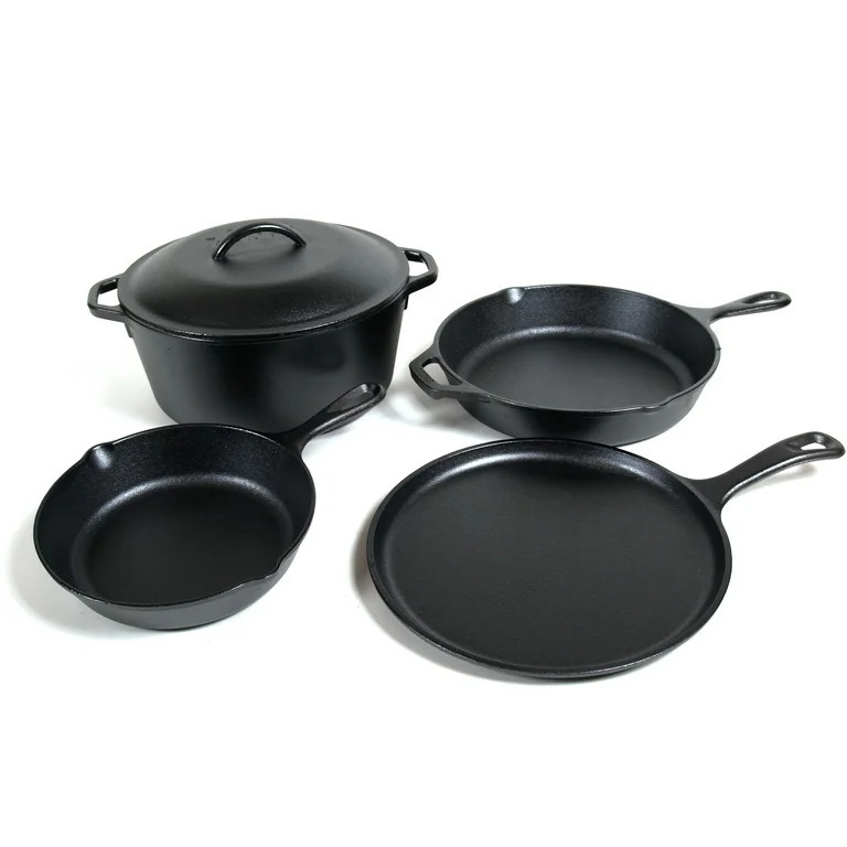 Lodge Seasoned Cast Iron 5-Piece Set with Skillet, Griddle & Dutch Oven - Walmart.com | Walmart (US)
