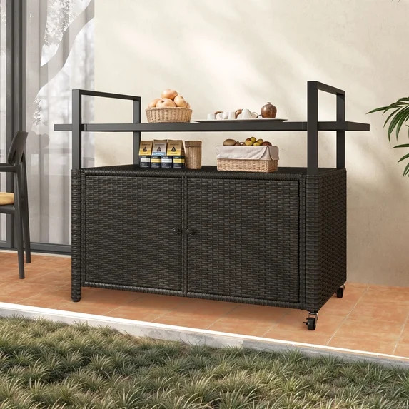 Dextrus Large Outdoor Storage Cabinet, 70 Gallon Outdoor Storage Cart with Movable Wheels & Black... | Walmart (US)