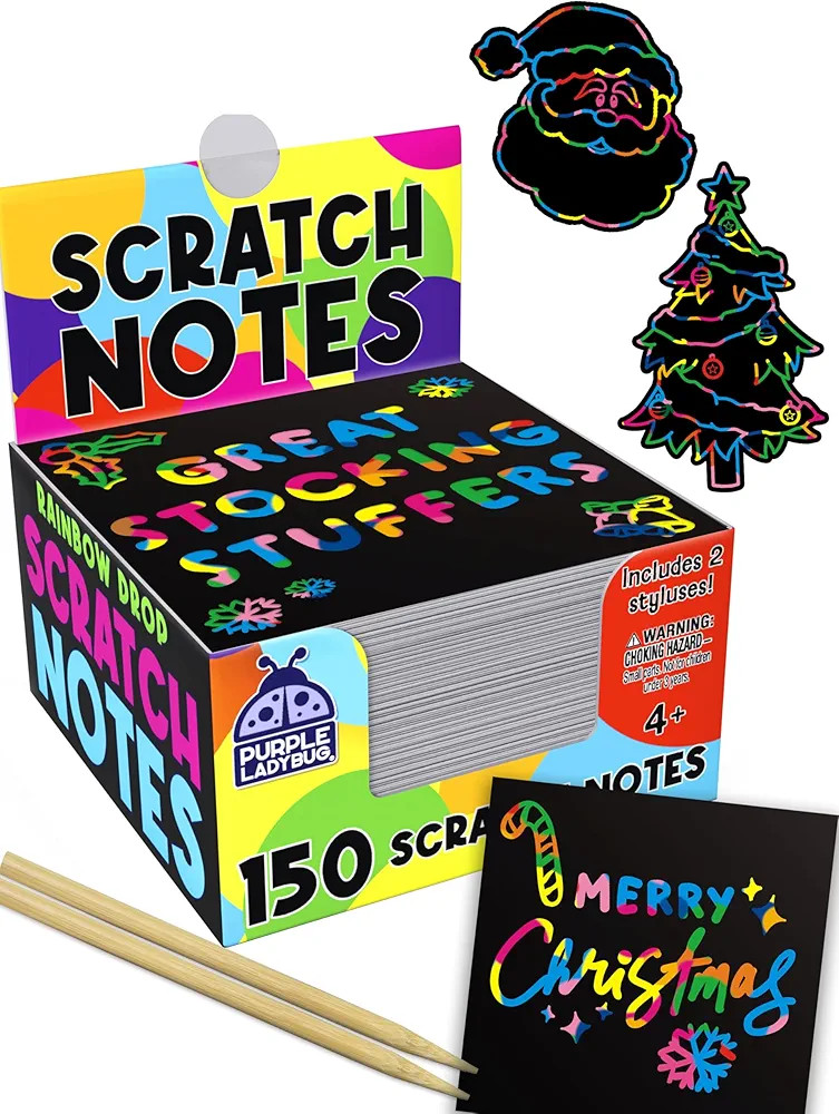 Stocking Stuffers for Kids, for Girls & for Teen Girls - 150 Rainbow Scratch Art Mini Notes Arts ... | Amazon (US)