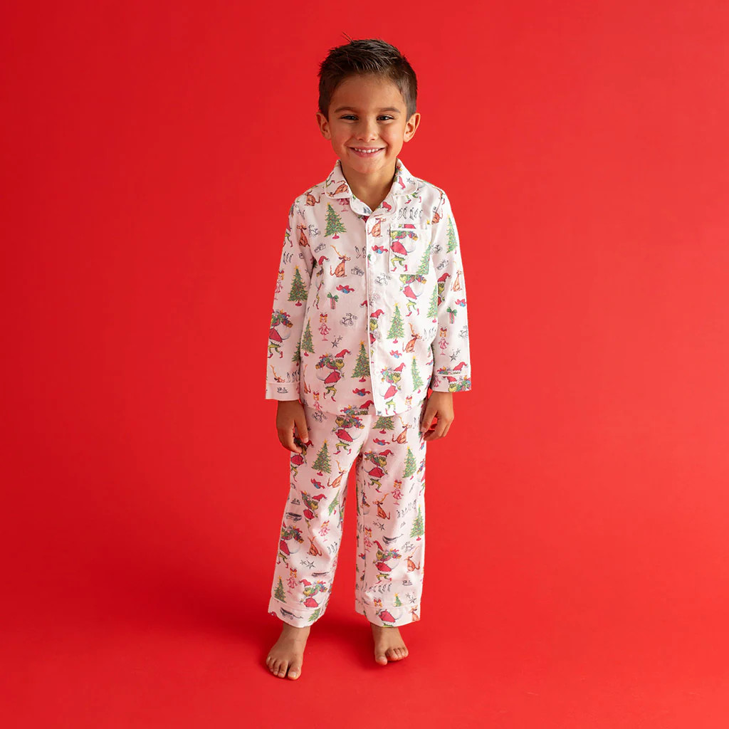 White Flannelette Luxe Pajamas | Dr. Seuss Who-ville | Posh Peanut