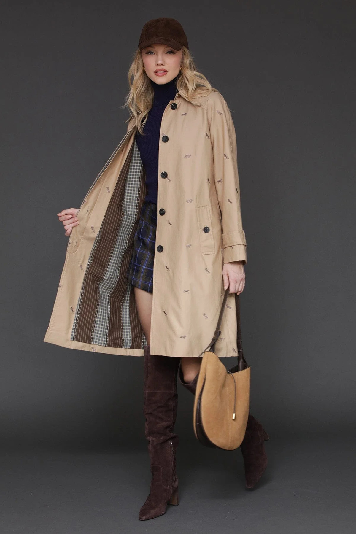 Equine Embroidered Cotton Trench Coat | Avec Les Filles