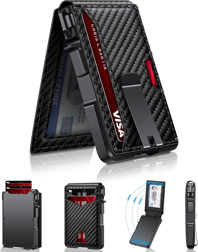 Wallet for Men, Mens Minimalist Wallet 9-13 Cards, Slim Compact Wallet with Money Clip & ID Windo... | Amazon (US)