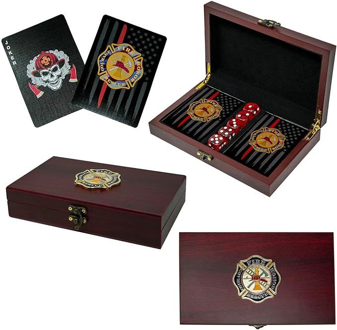 Fireman Playing Cards with Dice - Firefighter Gift Set | Amazon (US)
