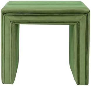 HomePop Modern Channel Tufted Velvet Ottoman|Homepop Home Décor|Ottoman for Living Room & Bedroo... | Amazon (US)