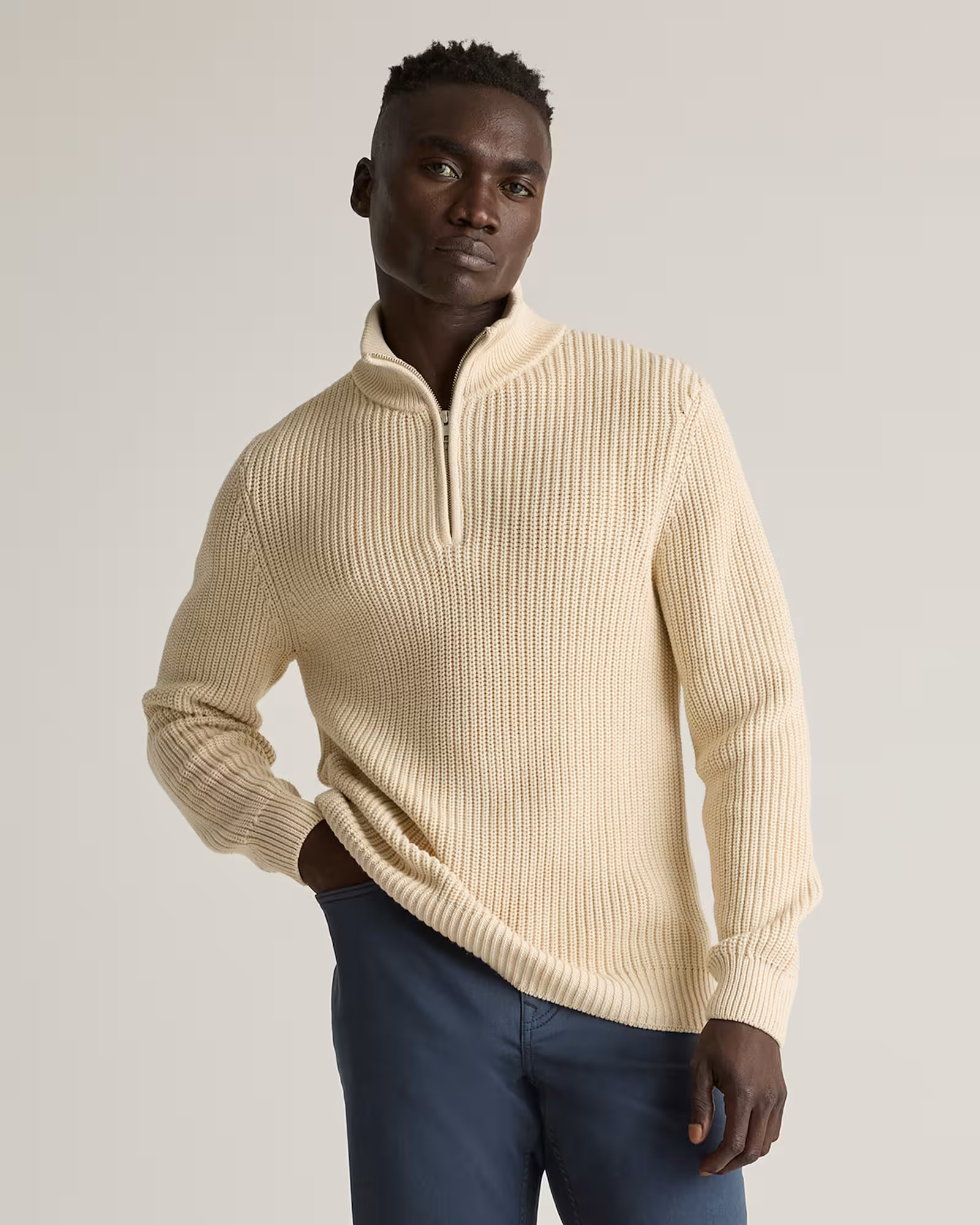 100% Organic Cotton Fisherman Quarter-Zip Sweater | Quince